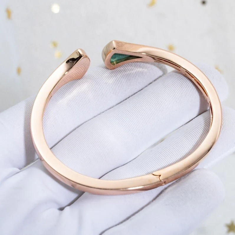 [BV]DREAM BRACELET OPEN MALACHITE PINK GOLD