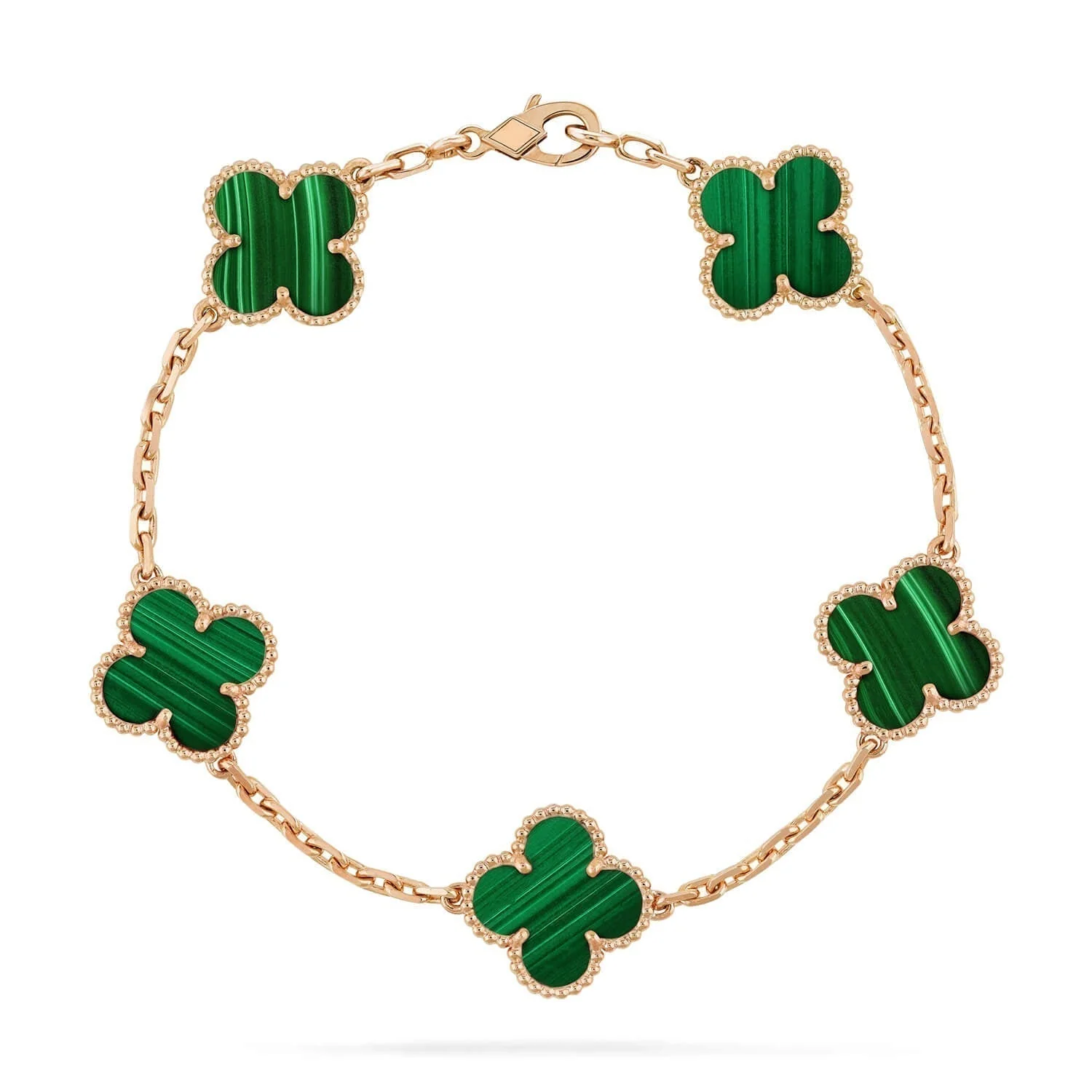 [VA]CLOVER 5 MOTIFS MALACHITE BRACELET