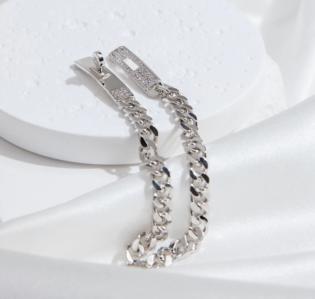 [CT]KELLY CHAIN SILVER DIAMOND BRACELET