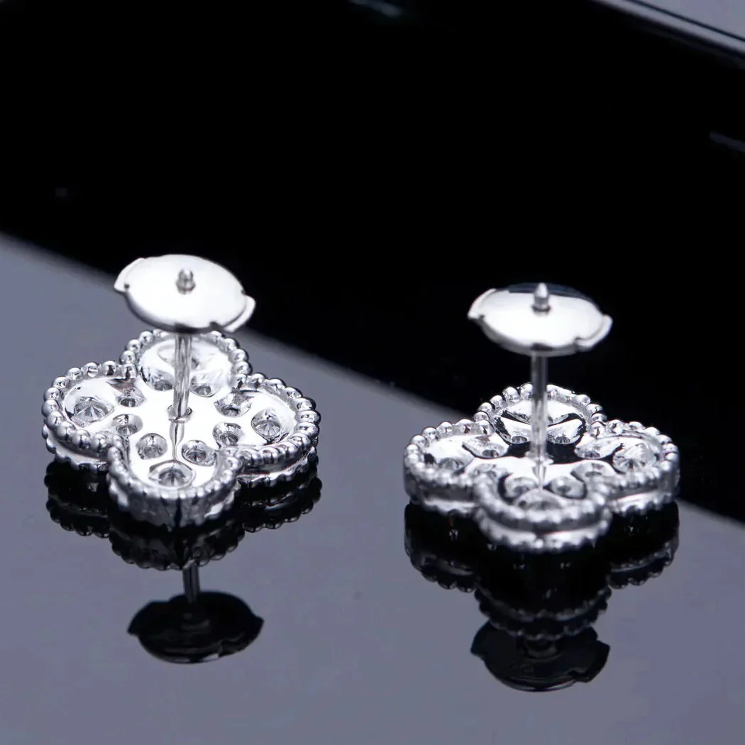 [VA]CLOVER 1 MOTIFS DIAMOND STUD EARRINGS SILVER