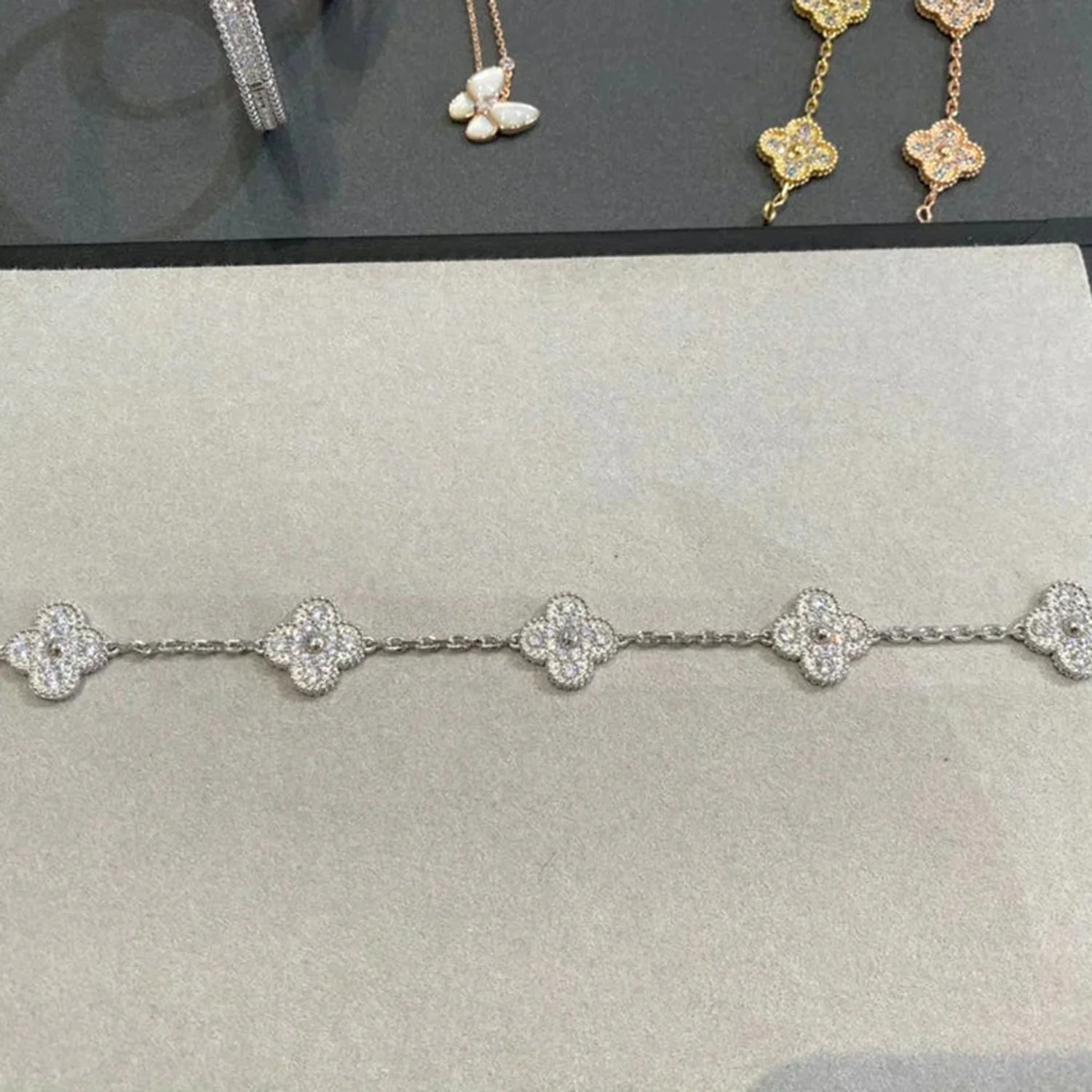 [VA]CLOVER 5 MOTIFS  DIAMOND BRACELET SILVER