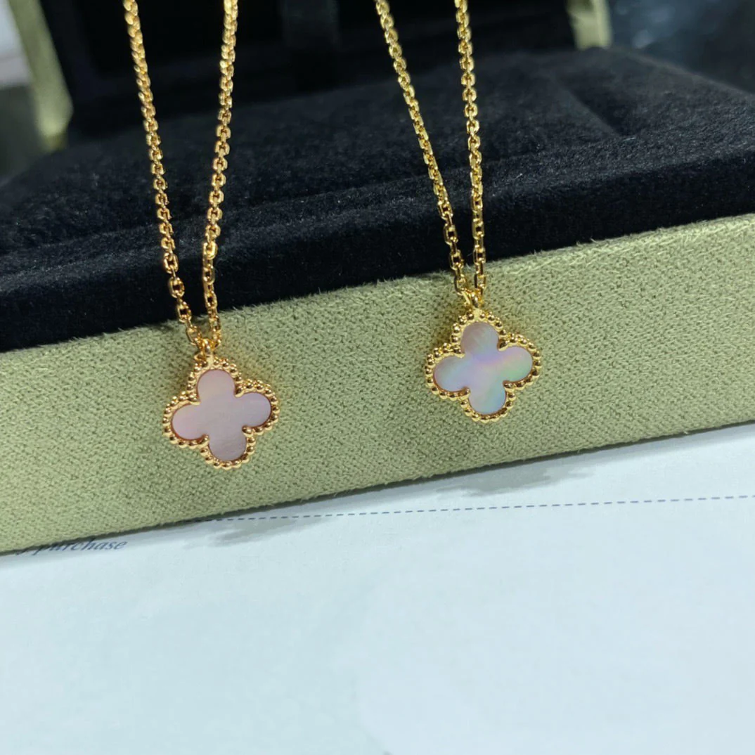 [VA]CLOVER 15MM PINK MOTHER-OF-PEARL SINGLE FLOWER NECKLACE