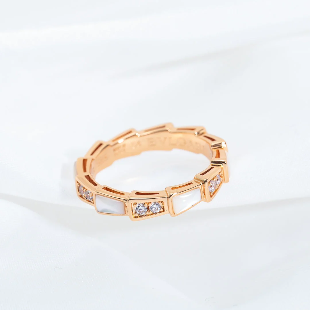 [BV]SERPENTI RING PINK GOLD DIAMOND MOP 3MM