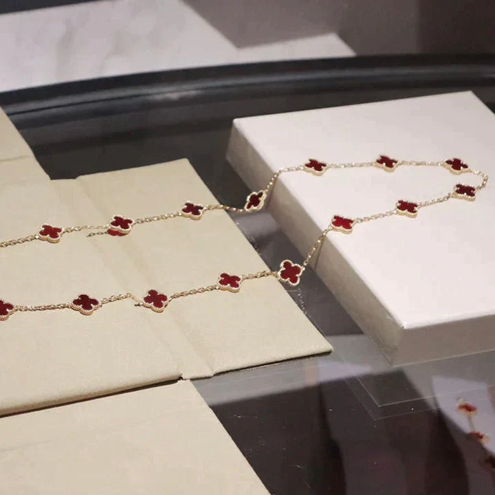 [VA]CLOVER 20 MOTIFS CARNELIAN NECKLACE