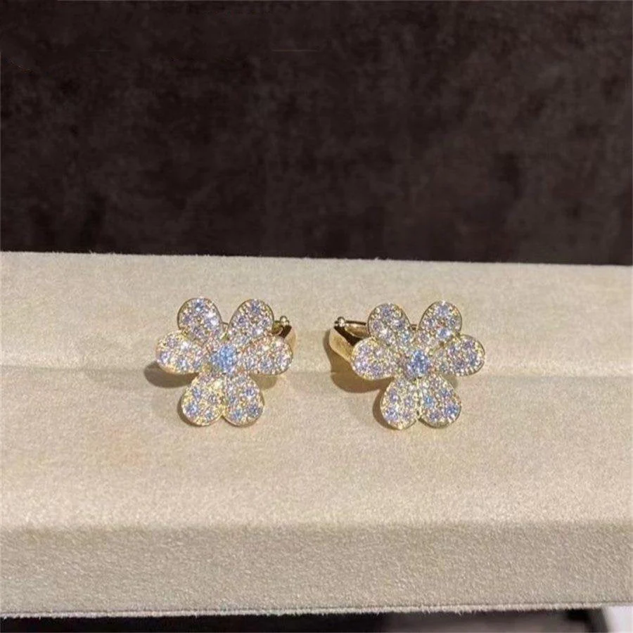 [VA]FRIVOLE GOLD FLOWER DIAMOND EARRINGS