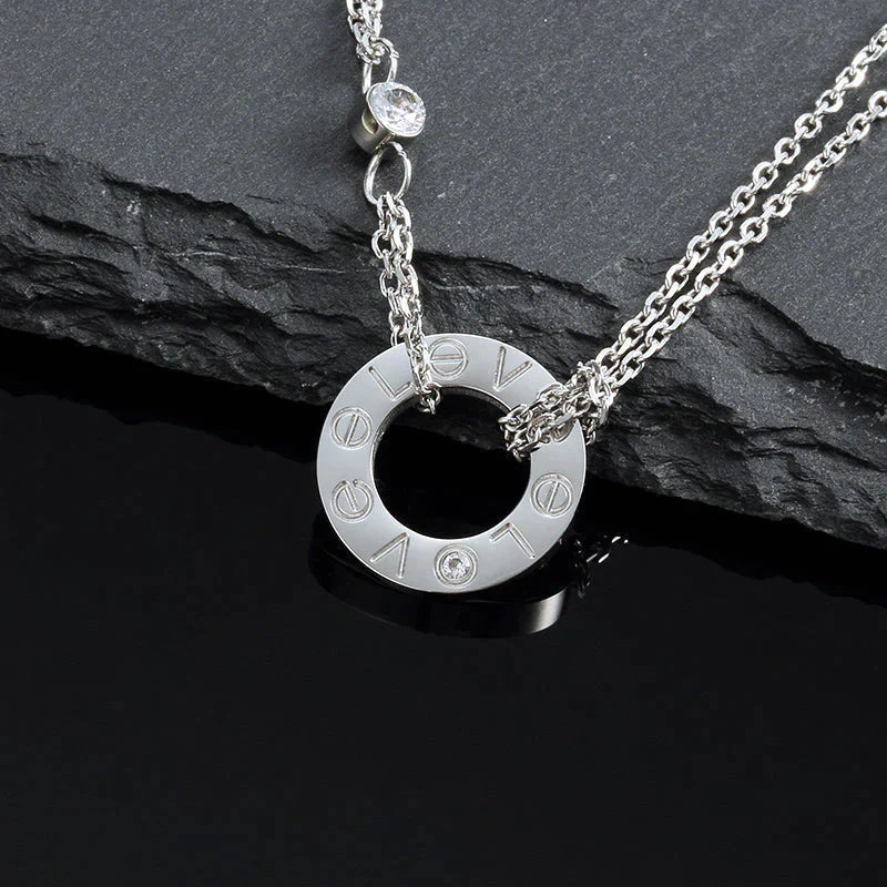 [CT]LOVE NECKLACE 16MM 2 DIAMONDS