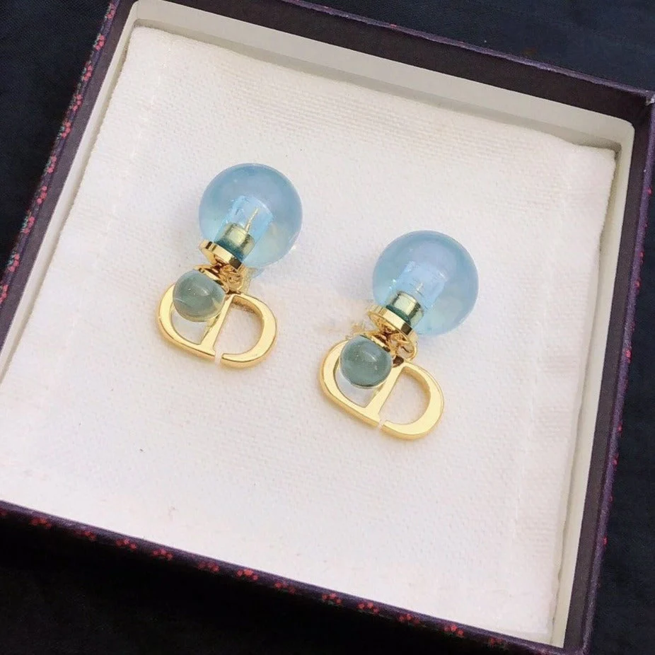 [CD] PEARL BLUE GOLD EARRINGS