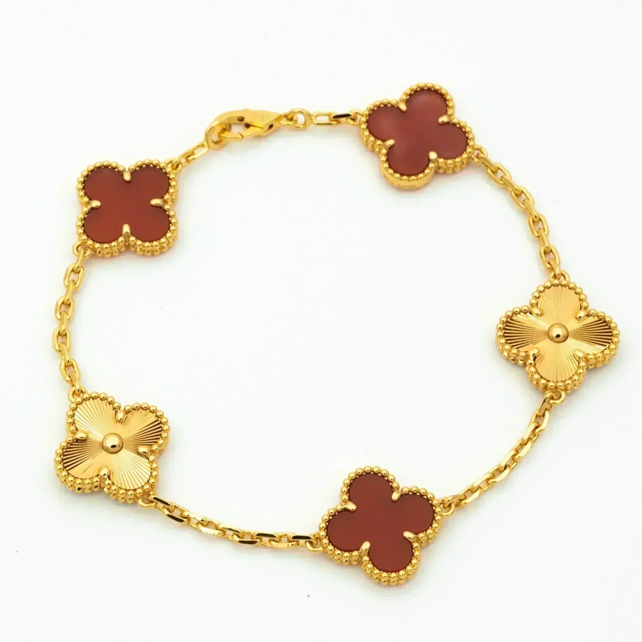 [VA]CLOVER  5 MOTIFS CARNELIAN GOLD BRACELET