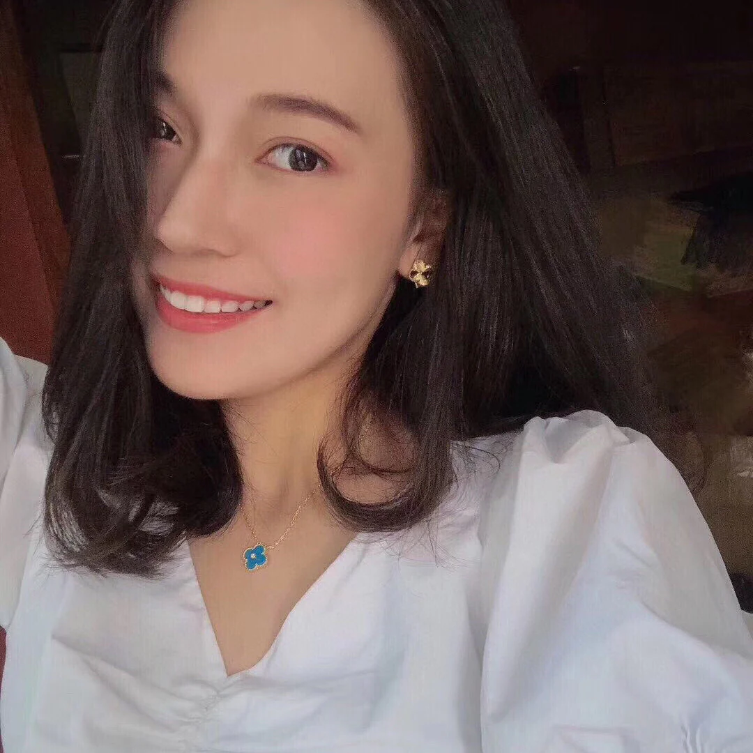 [VA]CLOVER 15MM DIAMOND AND BLUE AGATE NECKLACE