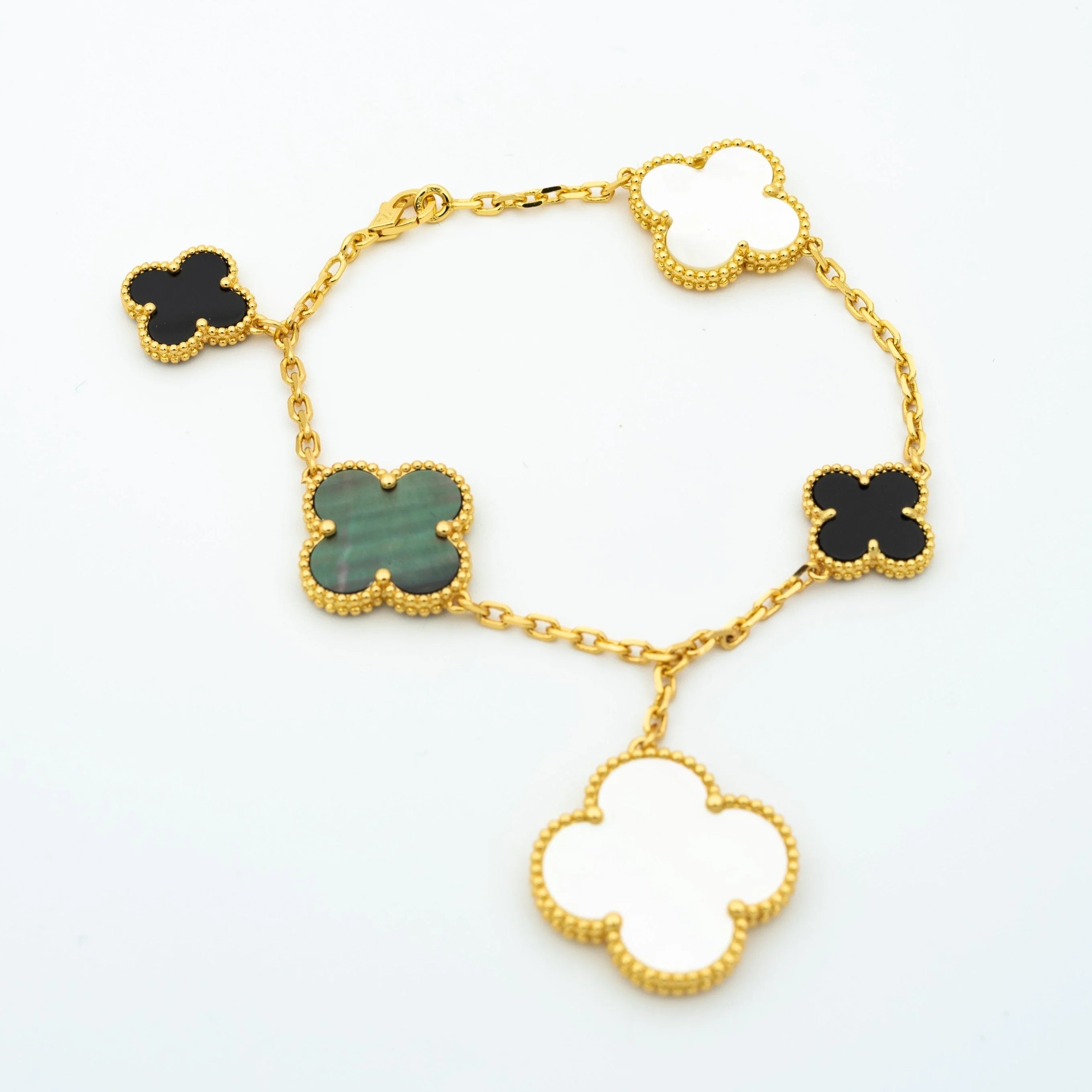 [VA]CLOVER BRACELET 5 MOTIFS ONYX MOP