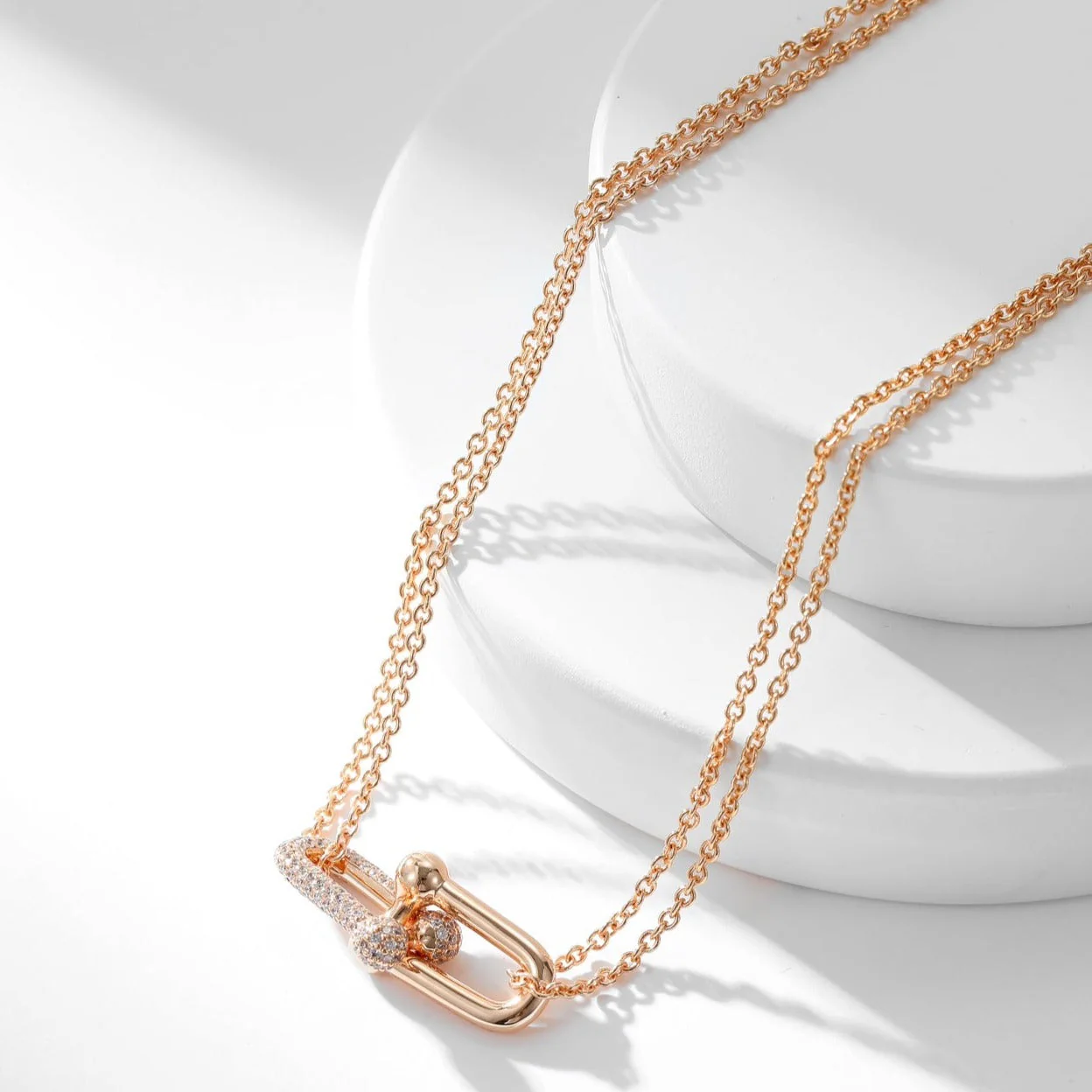 [TF]HARDWEAR DIAMOND PEDANT DOUBLE CHAIN NECKLACE