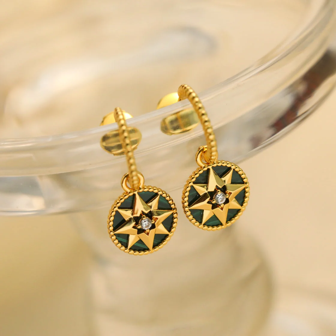 [CD]LUCKY STAR GOLD MALACHITE EARRINGS