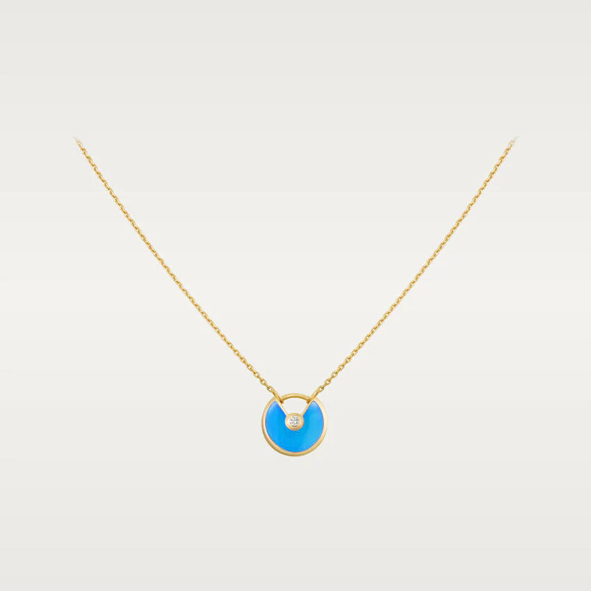 [CT]AMULETTE GOLD TURQUOISE NECKLACE