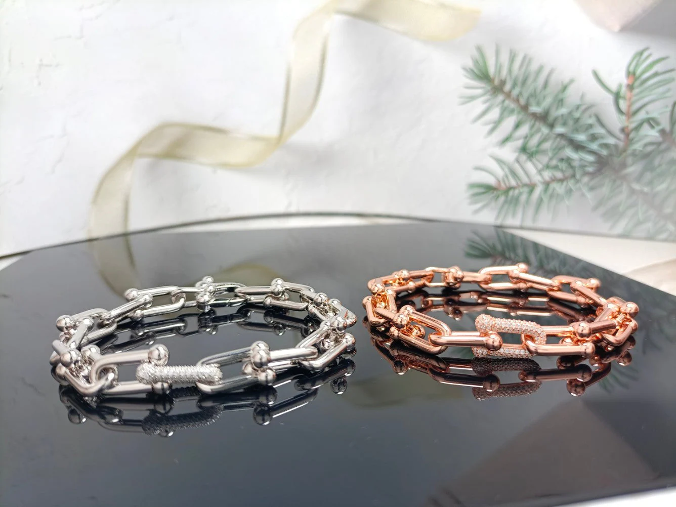 [TF]HARDWEAR BRACELET ROSE GOLD AND SILVER DIAMOND