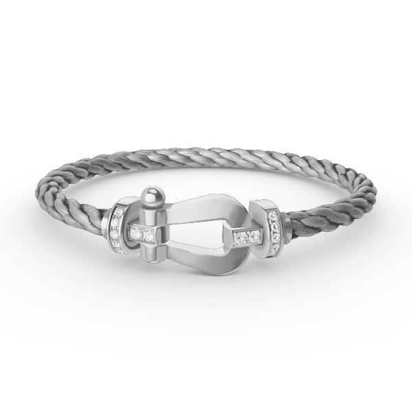 [FE]FORCE LARGE HORSESHOE HALF DIAMOND BRACELET SILVER