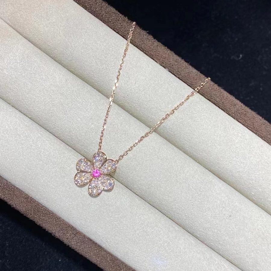 [VA]FRIVOLE ROSE GOLD FLOWER DIAMOND NECKLACE