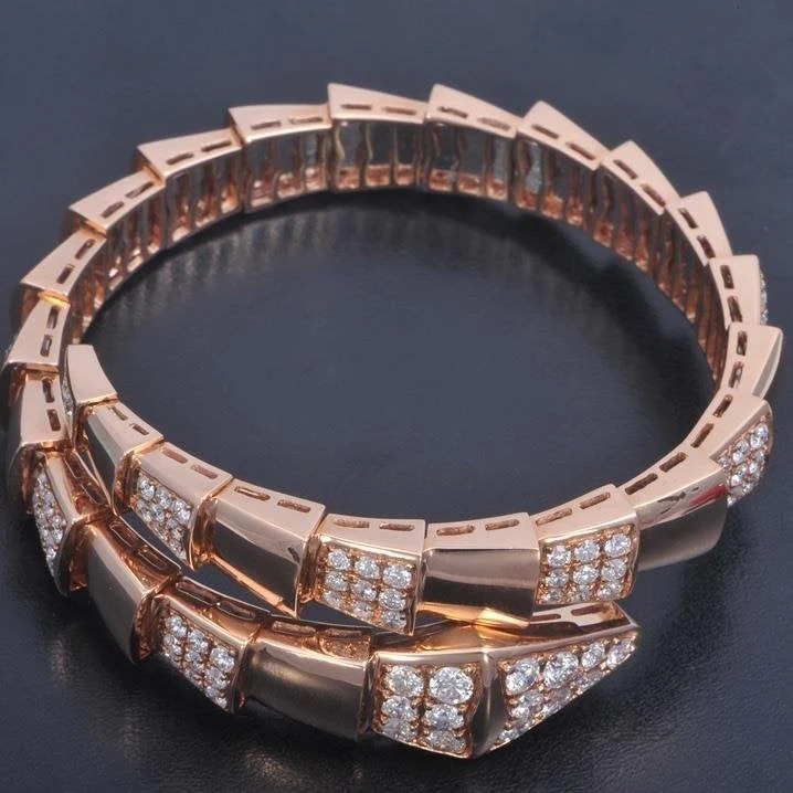 [BV]SERPENTI WIDE BRACELET PINK GOLD DIAMOND