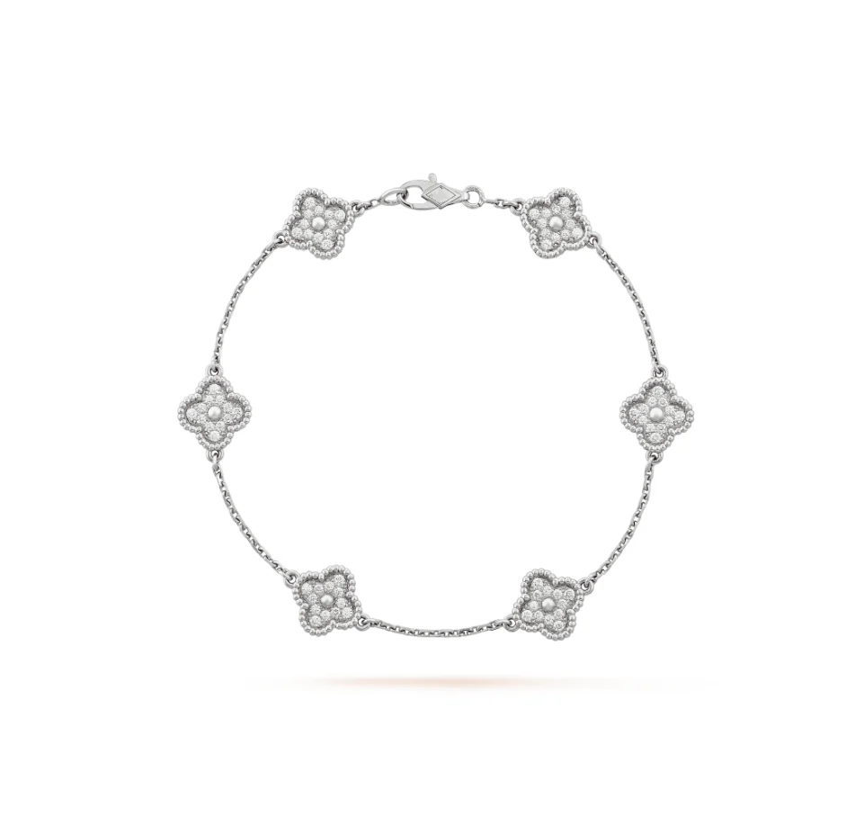 [VA]CLOVER 6 MOTIF SILVER DIAMOND BRACELET
