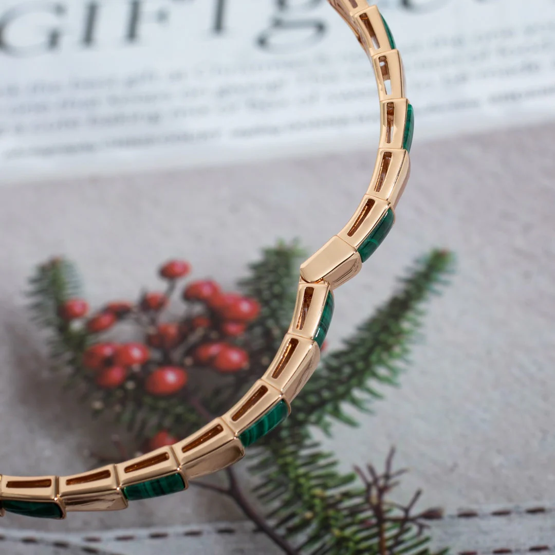 [BV]SERPENTI BRACELET PINK GOLD MALACHITE