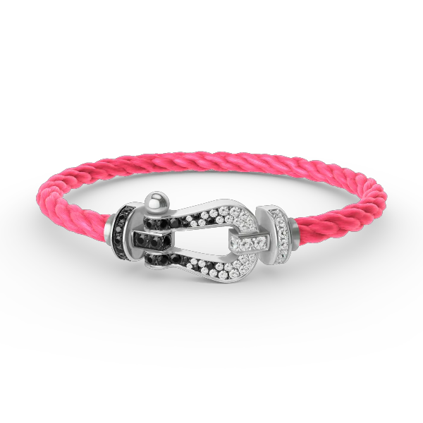 [FE]FORCE LARGE HORSESHOE BLACK WHITE DIAMOND BRACELET SILVER