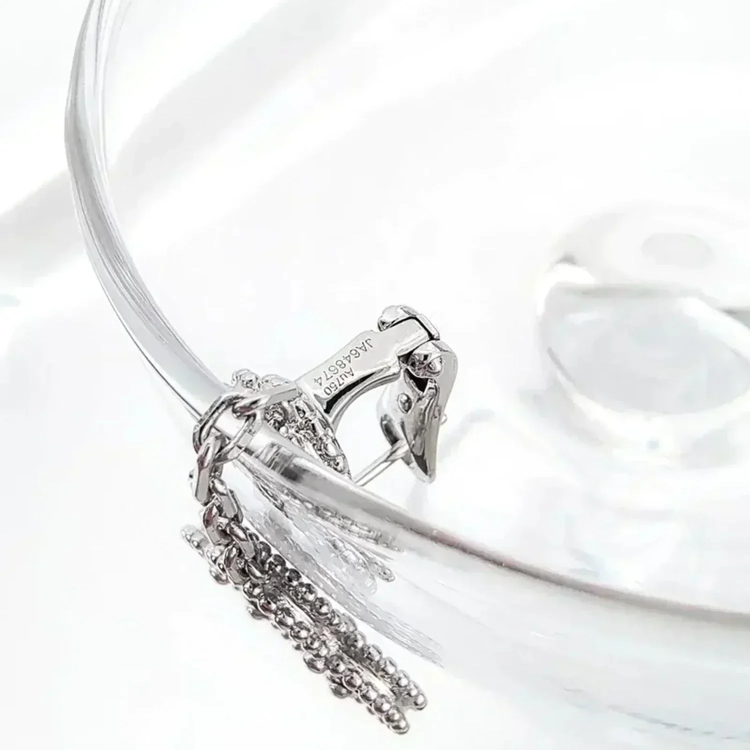 [VA]CLOVER 2 MOTIFS  DIAMOND ONYX EARRINGS SILVER