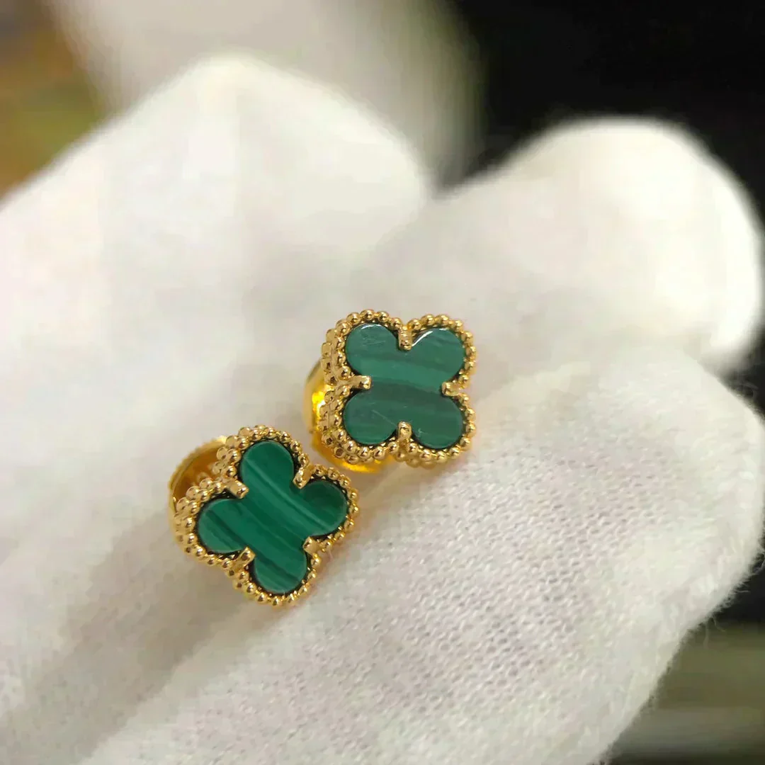 [VA]CLOVER MINI 9.5MM MALACHITE  EARRINGS