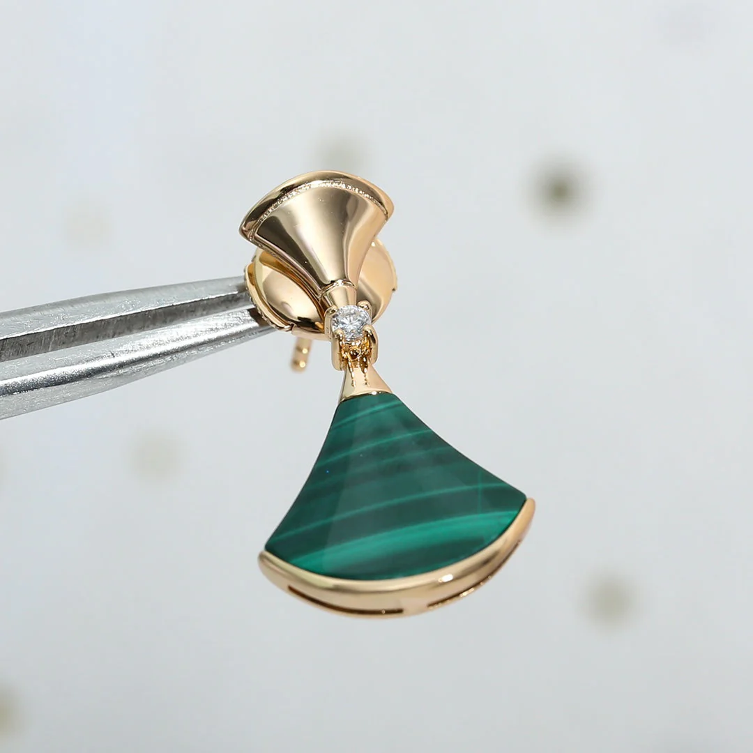 [BV]DREAM MALACHITE PINK GOLD EARRINGS