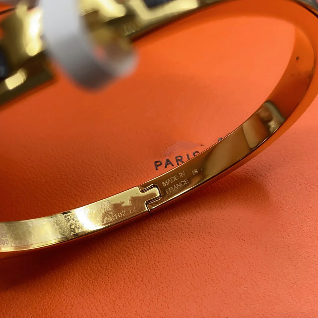 [Hmes]CLASSIC HM CLIC BLACK 8MM ENAMEL BRACELET