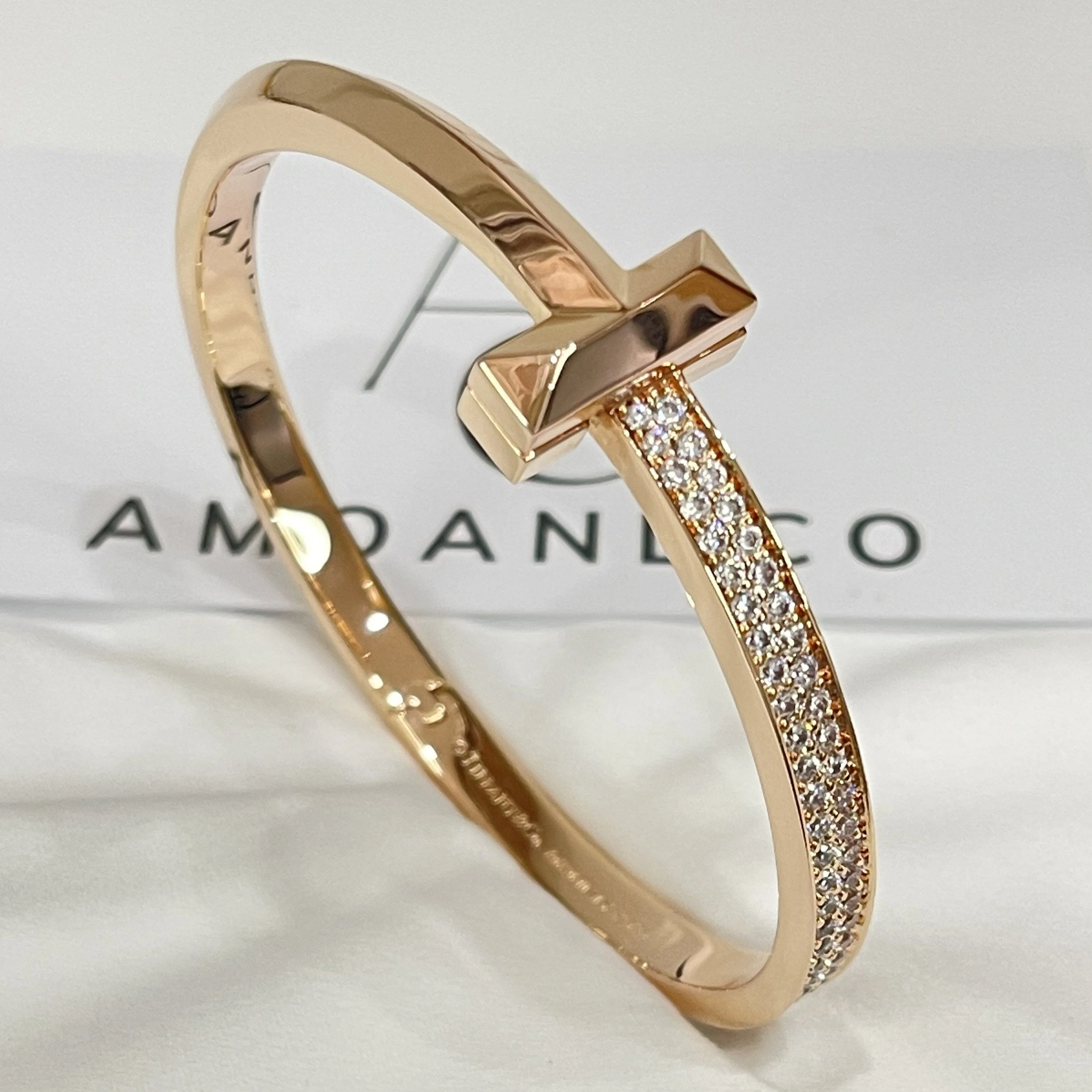 [TF]WIDE DIAMONDS HINGED BANGLE ROSE GOLD
