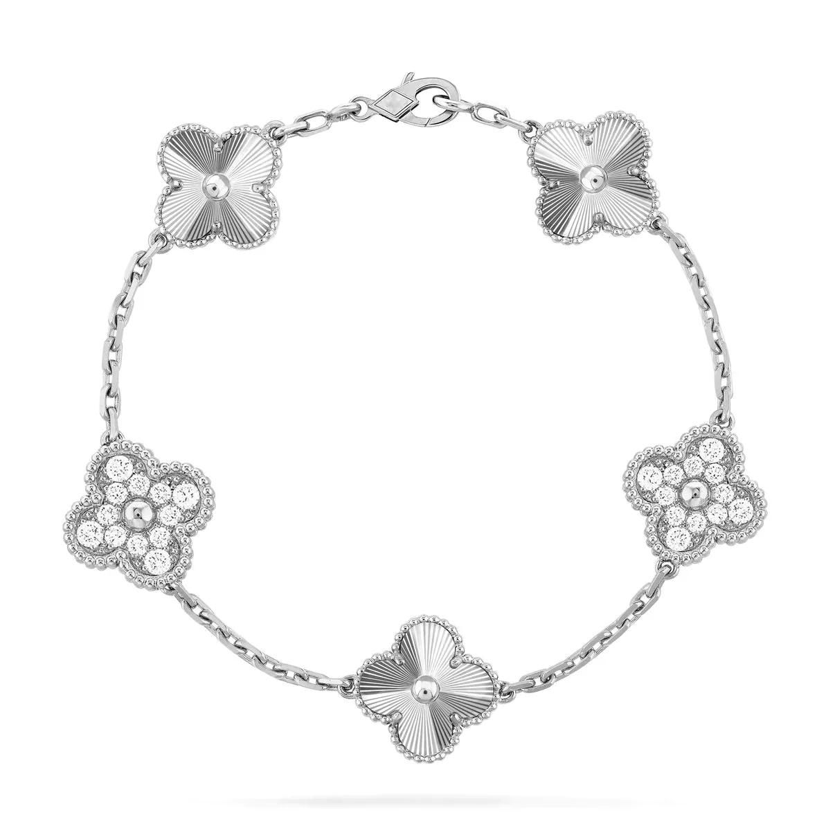 [VA]CLOVER 5 MOTIF SILVER DIAMOND BRACELET