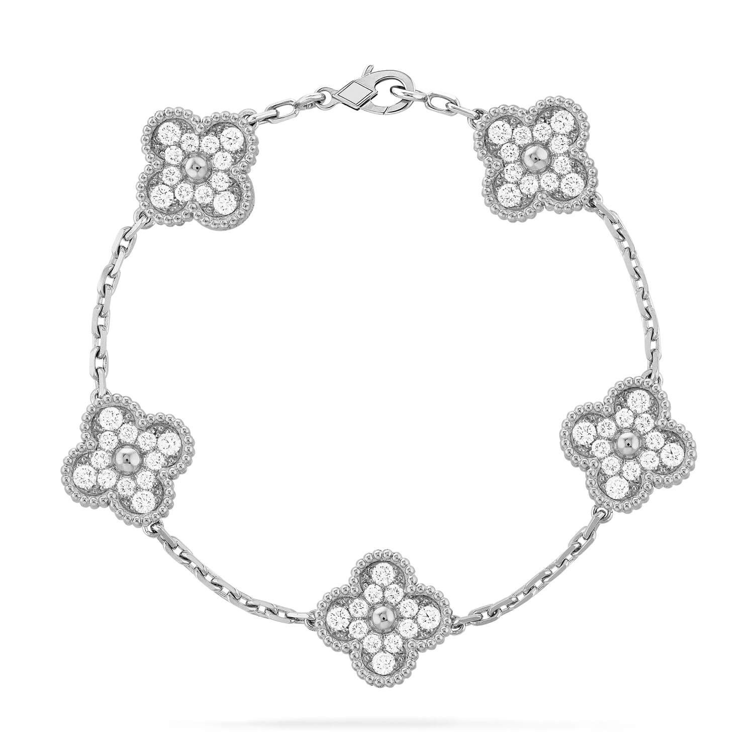 [VA]CLOVER 5 MOTIFS  DIAMOND BRACELET SILVER