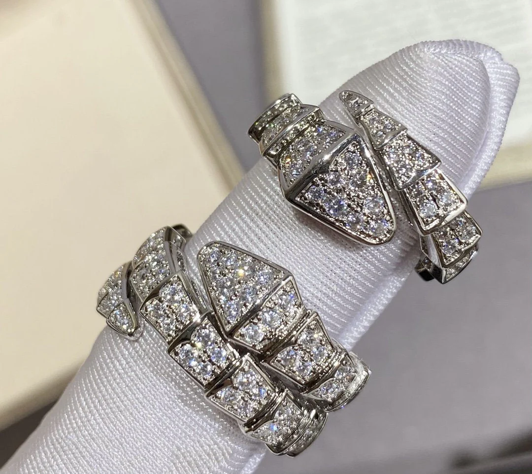 [BV]SERPENTI LARGE RING SILVER DIAMOND PAVED