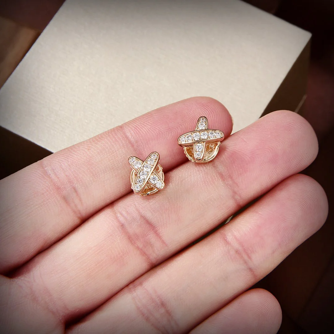 [CH]JEUX DE GOLD DIAMOND EARRINGS