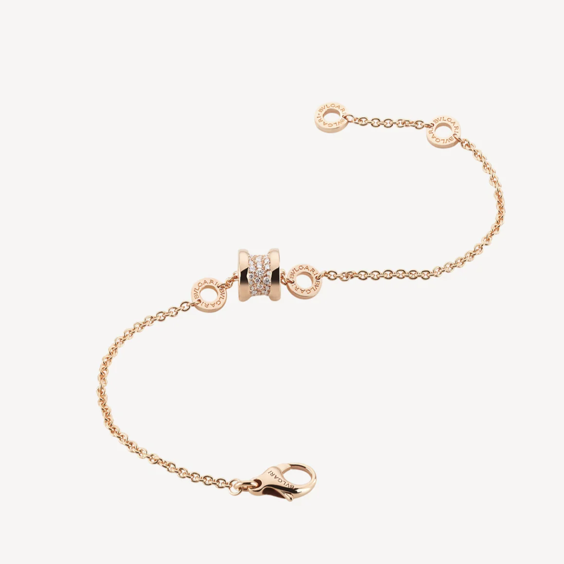 [BV]ZERO 1 SOFT PINK GOLD WITH PAVED DIAMONDS ON THE SPIRAL BRACELET