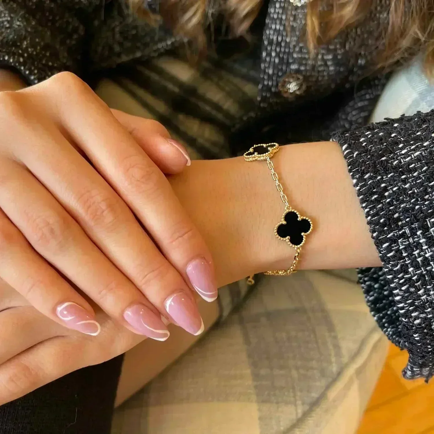 [VA]CLOVER  5 MOTIFS BLACK ONYX BRACELET