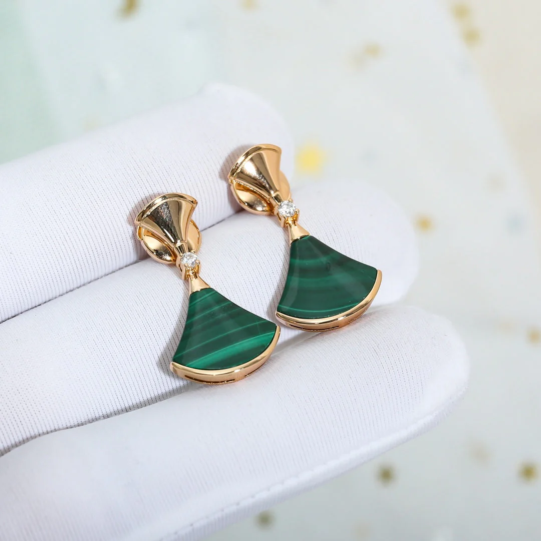 [BV]DREAM MALACHITE PINK GOLD EARRINGS