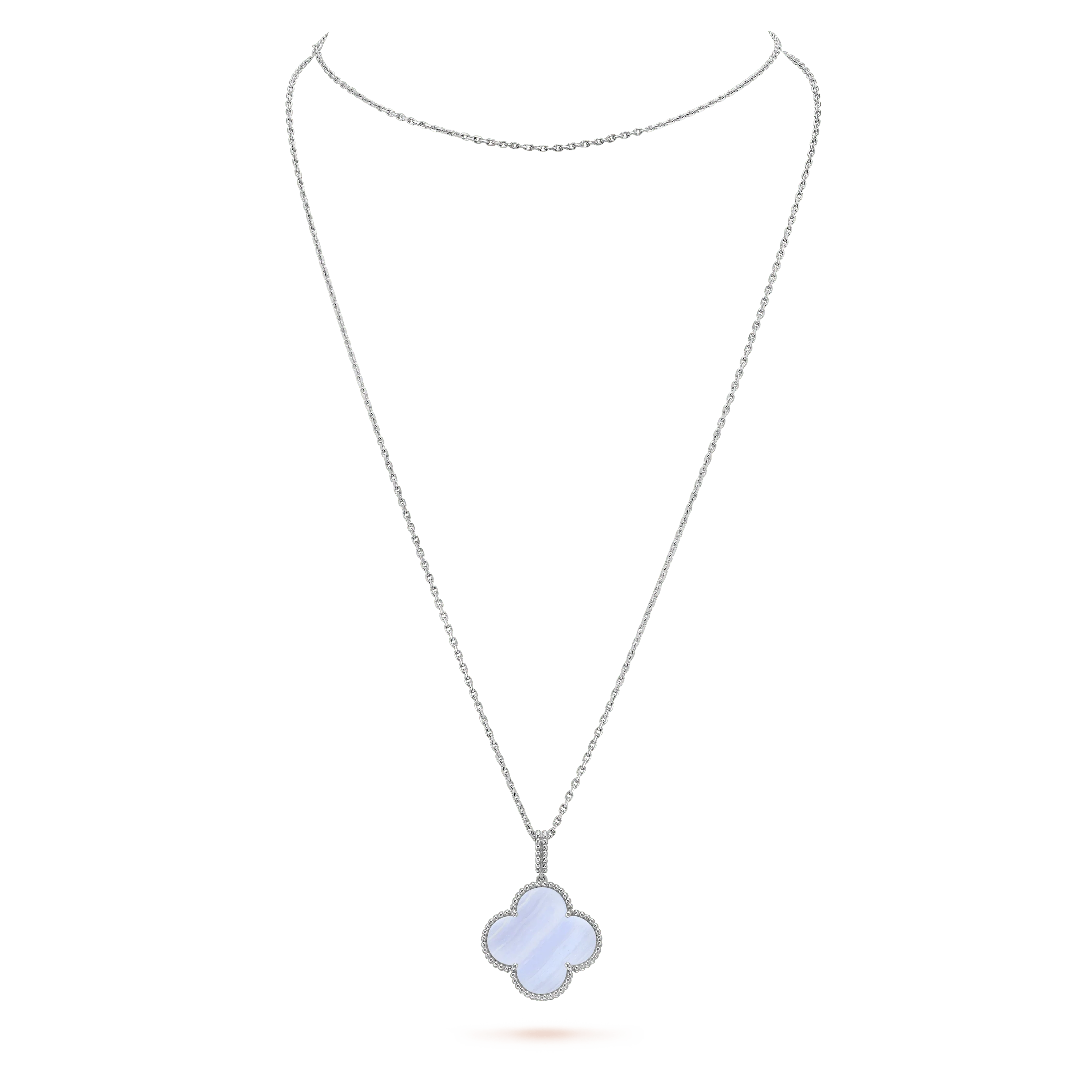 [VA]CLOVER SILVER CHALCEDONY BIG CLOVER NECKLACE