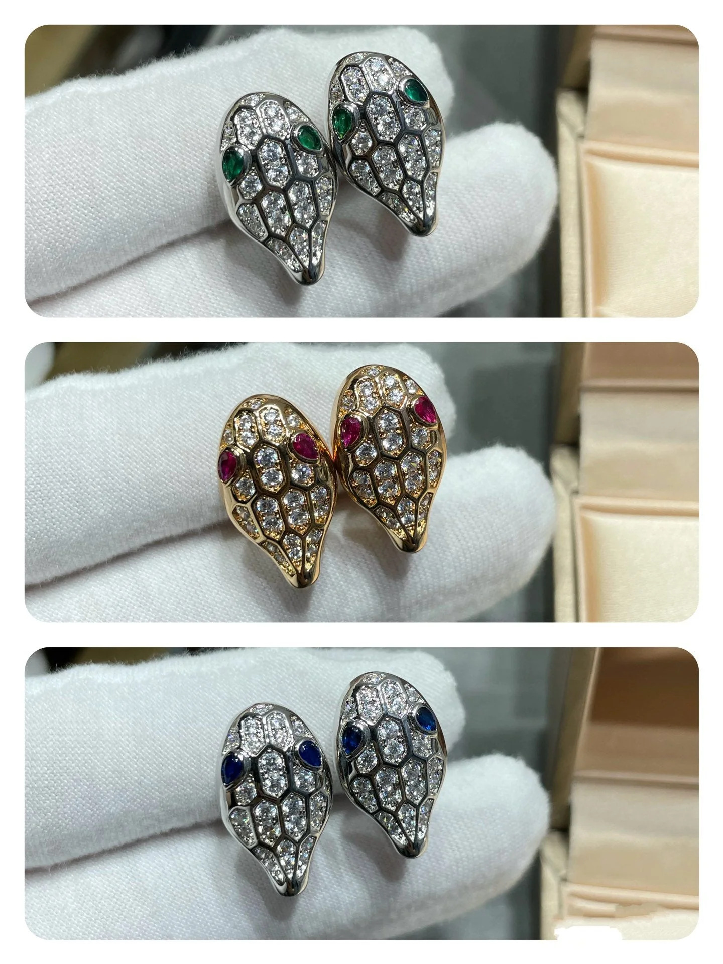 [BV]SERPENT DIAMOND STUD EARRINGS