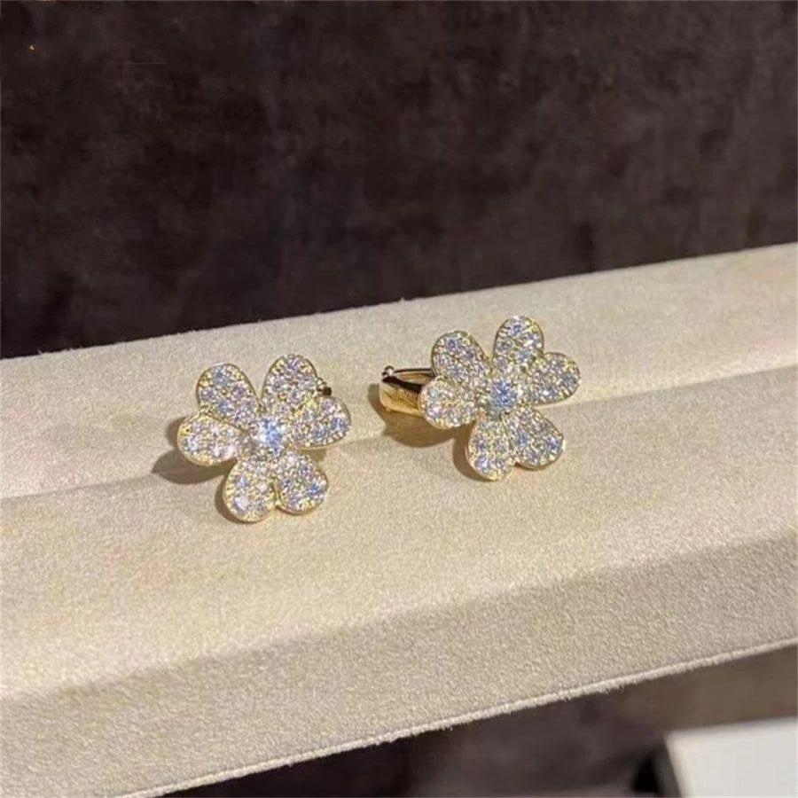 [VA]FRIVOLE GOLD FLOWER DIAMOND EARRINGS