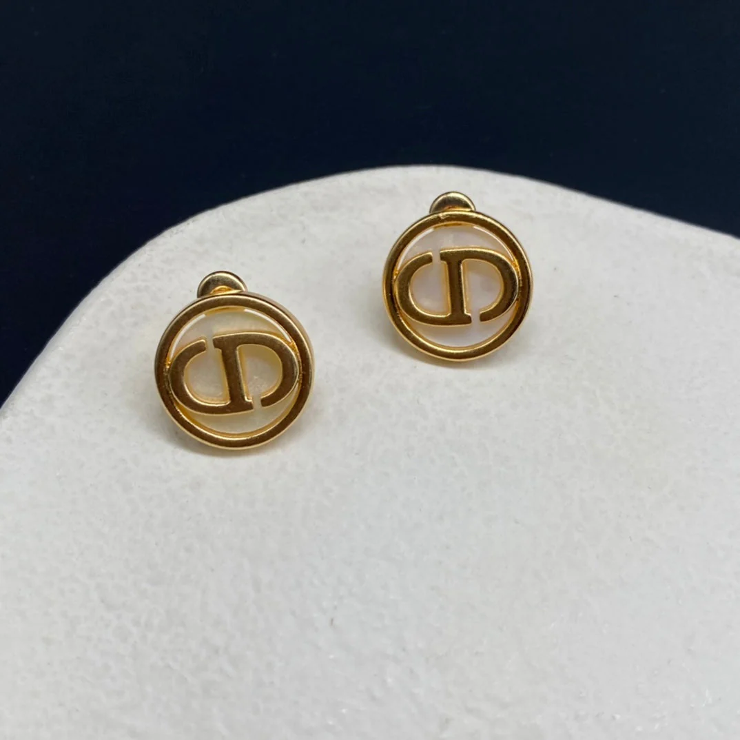 [CD] STUD EARRINGS MOP ANTIQUE GOLD