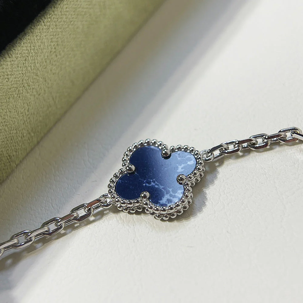 [VA]CLOVER 5 MOTIF PIETERSITE SILVER BRACELET