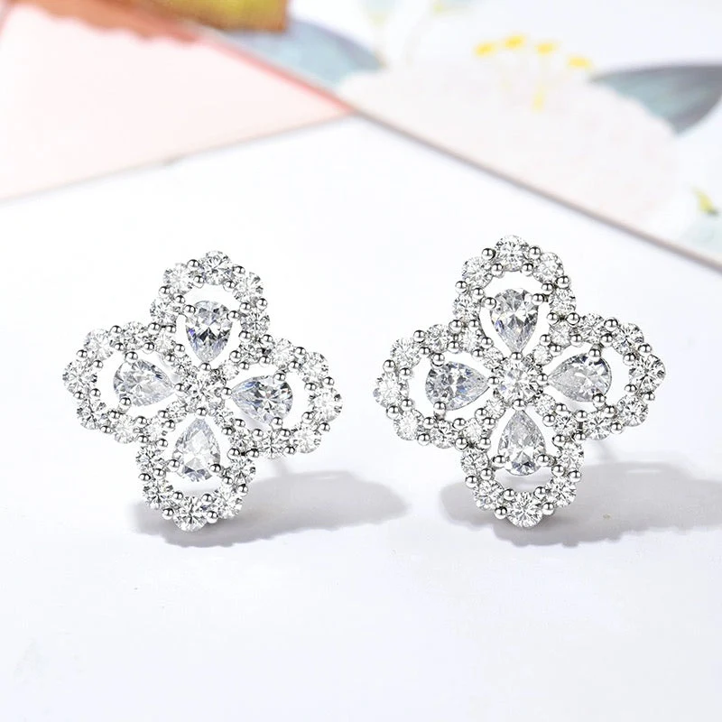 [VA]LOOP EARRINGS FULL MOTIF DIAMOND 16MM SILVE