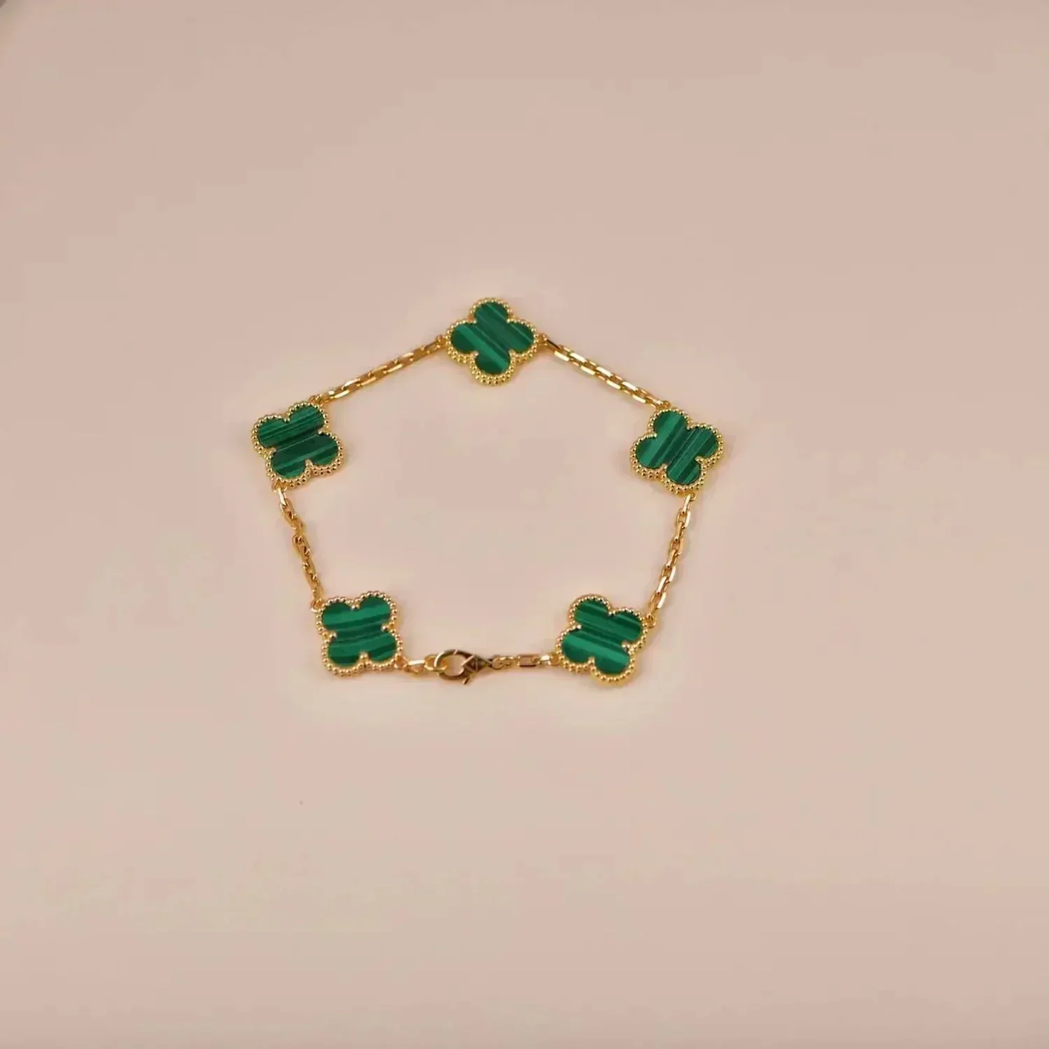 [VA]CLOVER 5 MOTIFS MALACHITE BRACELET
