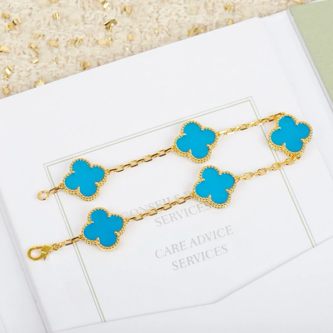 [VA]CLOVER 5 MOTIFS TURQUOISE BRACELET