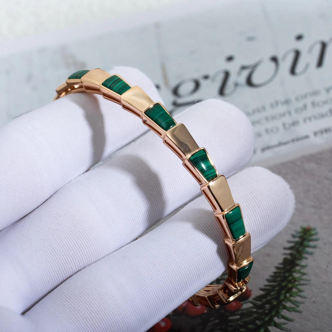 [BV]SERPENTI BRACELET PINK GOLD MALACHITE