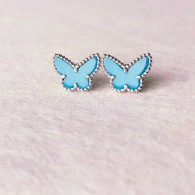 [VA]BUTTERFLY TURQUOISE EARRINGS SILVER