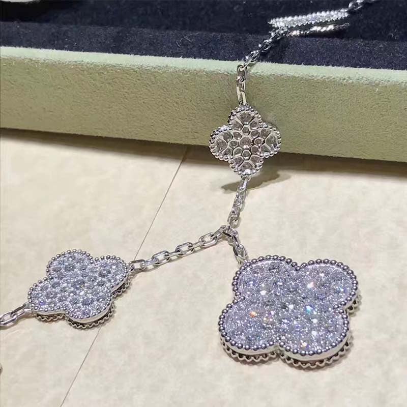 [VA]CLOVER 6 MOTIFS SILVER DIAMOND BRACELET