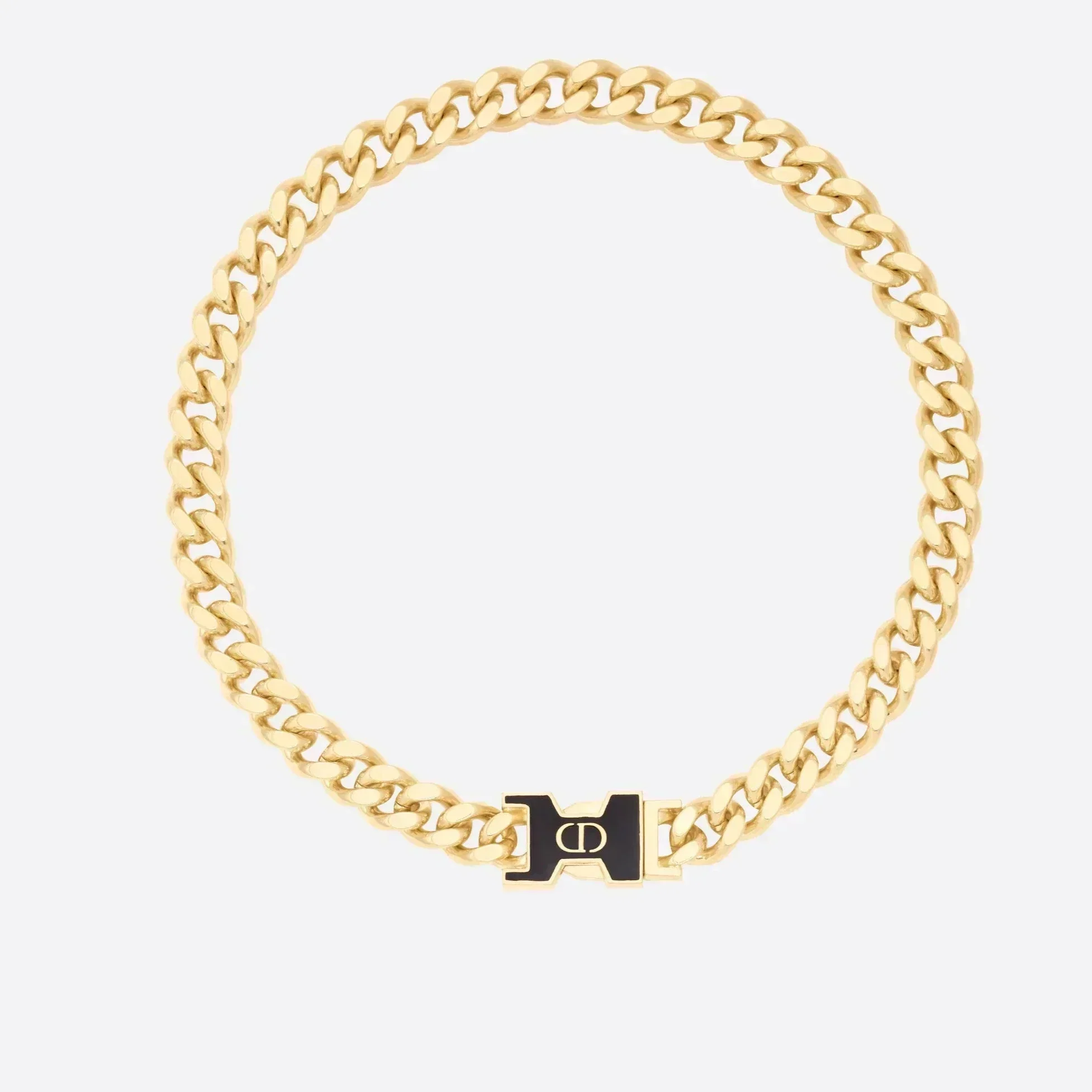 [CD] GOLD-FINISH METAL AND BLACK LACQUER NECKLACE