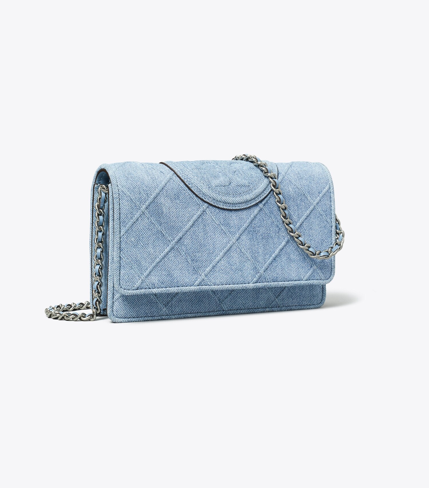 Fleming Denim-Print Suede Crossbody
