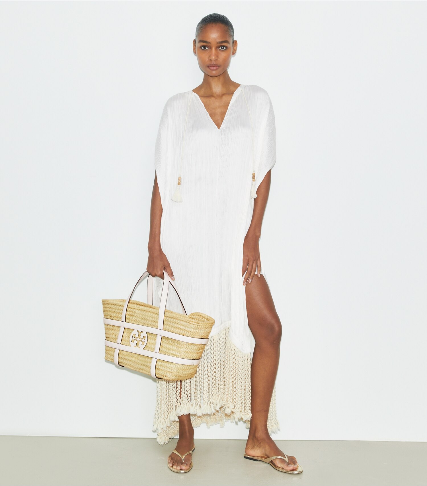 Ella Croc-Embossed Straw Basket